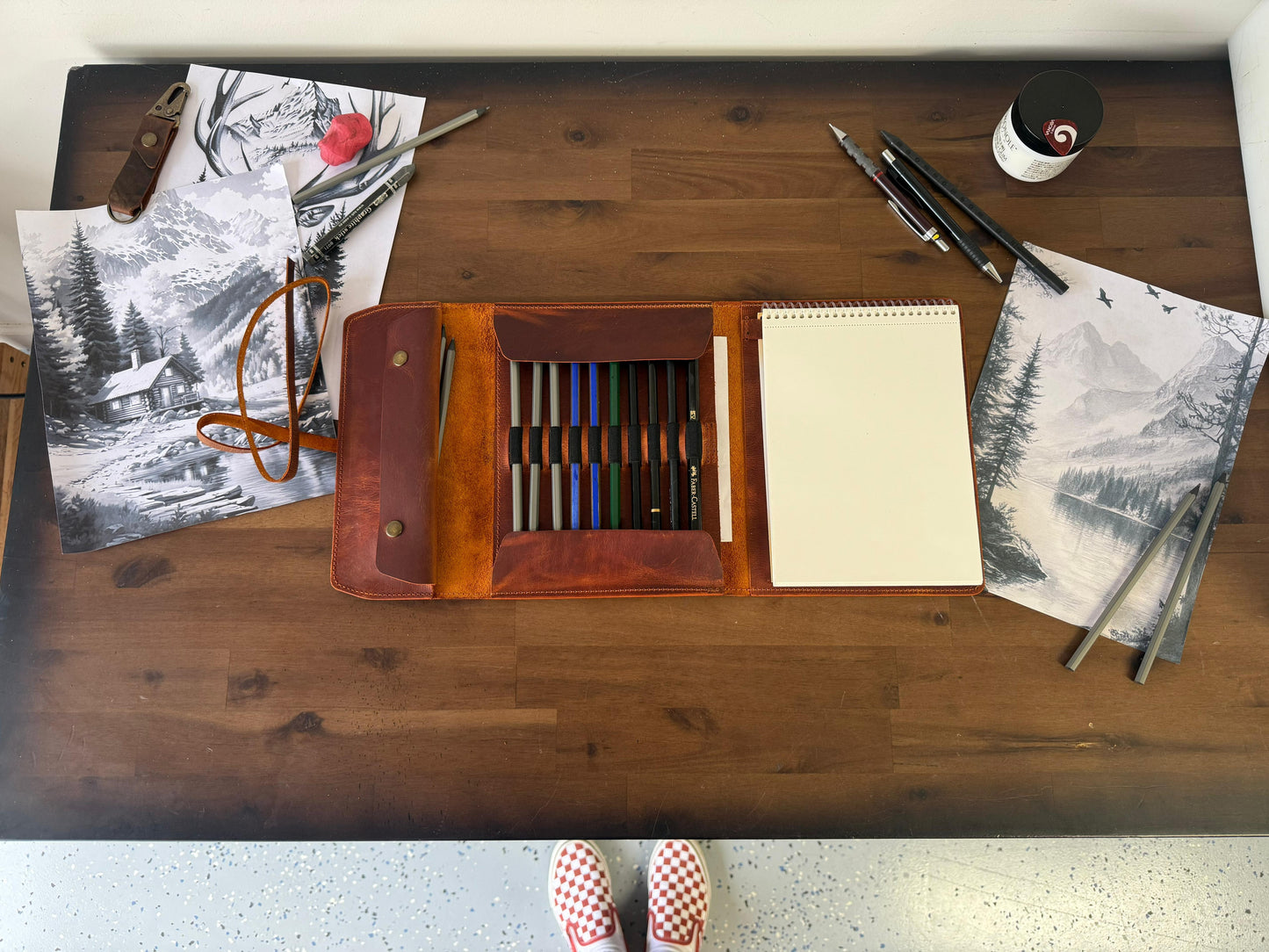 Sketchbook Cover With Elastic Pencil Holder