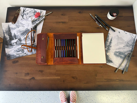 Sketchbook Cover With Elastic Pencil Holder