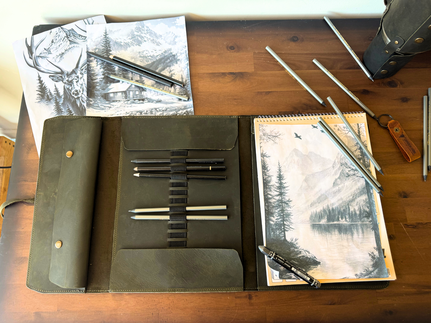 Sketchbook Cover With Elastic Pencil Holder