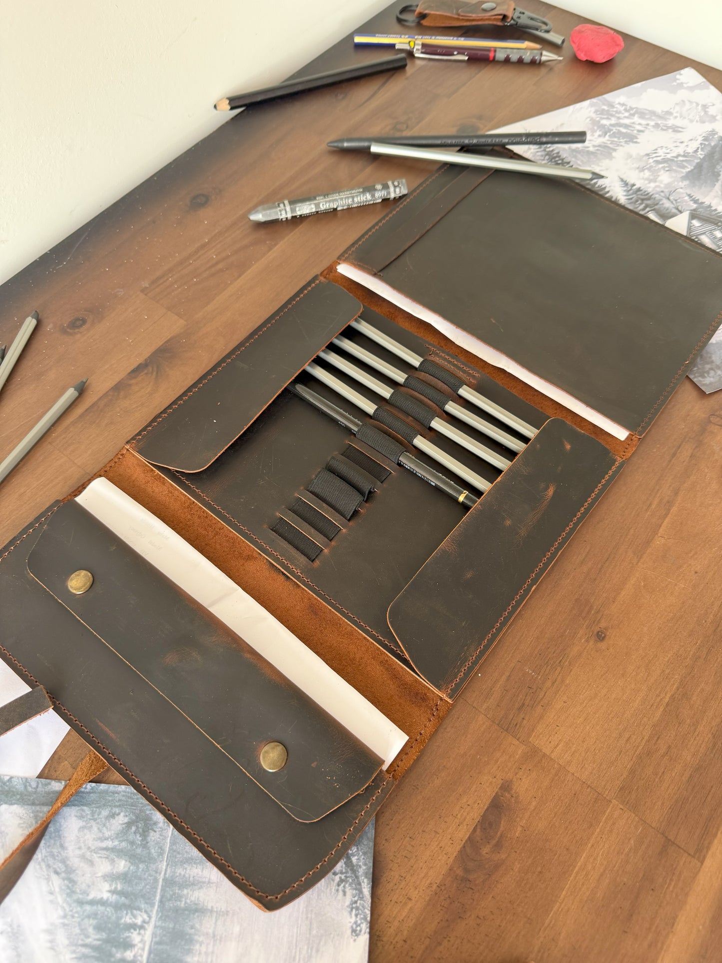 Sketchbook Cover With Elastic Pencil Holder