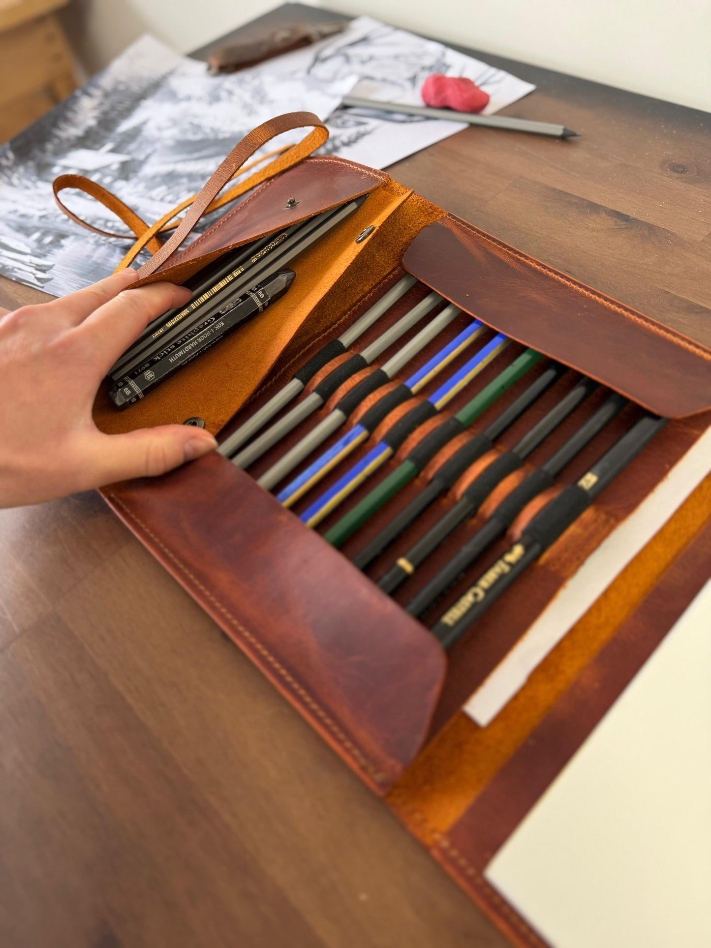 Sketchbook Cover With Elastic Pencil Holder